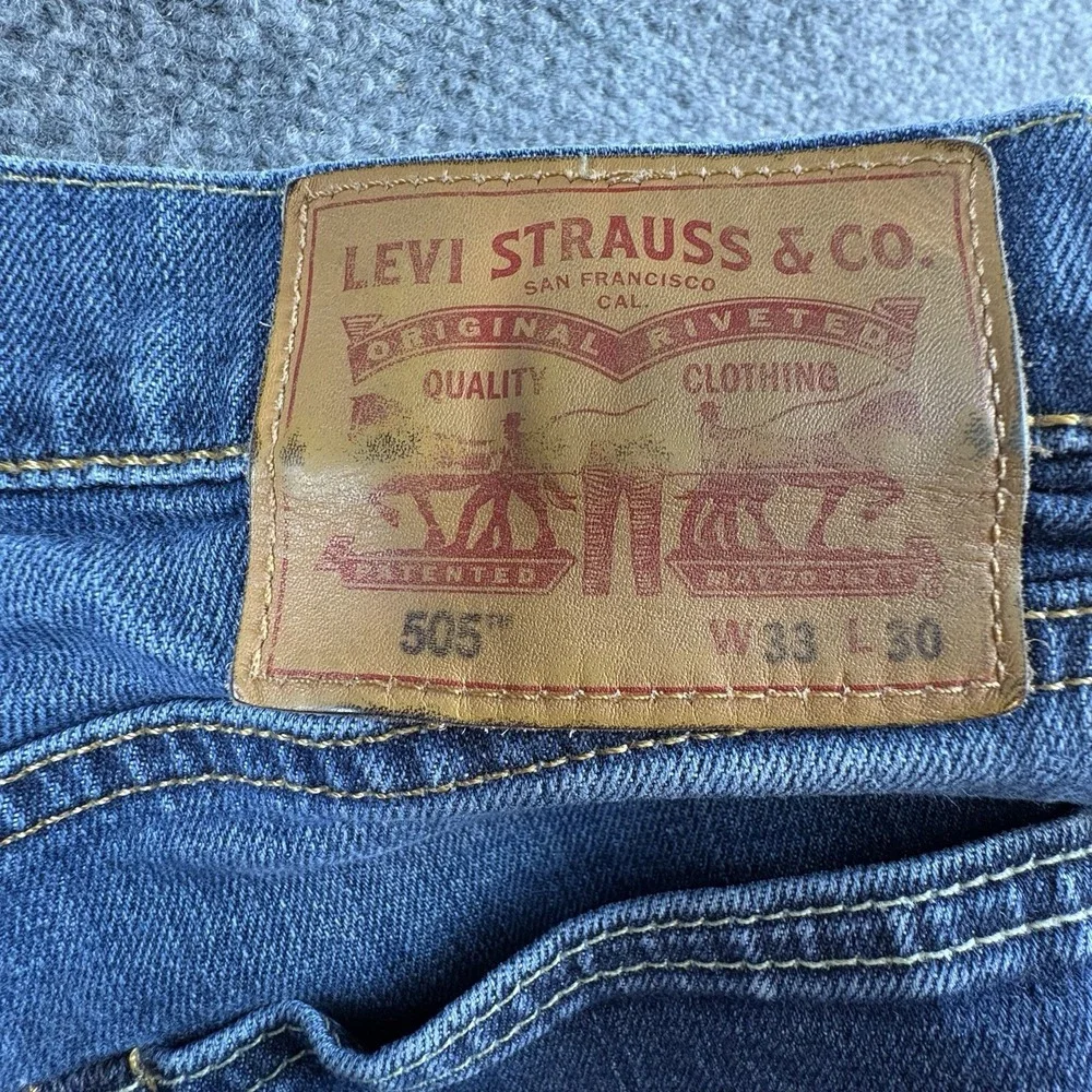 Levi's 505 Jeans Men 32x28.5 Blue‎ Straight Distressed Faded Streetwear Workwear